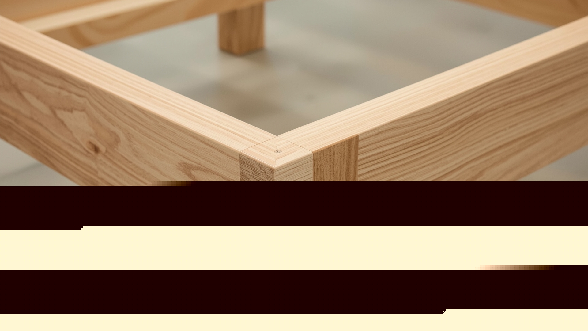 Close-up of kiln-dried hardwood sofa frame corner joinery showing quality construction details
