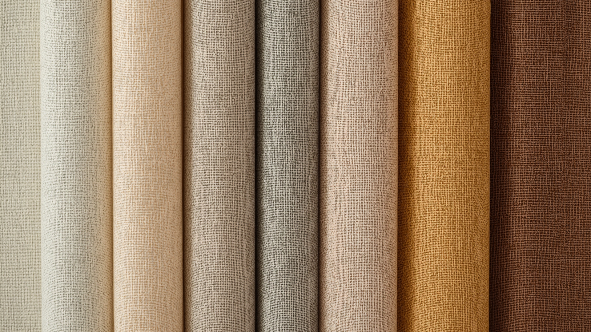 Six upholstery fabric swatches arranged by durability rating from light decorative to heavy commercial grade