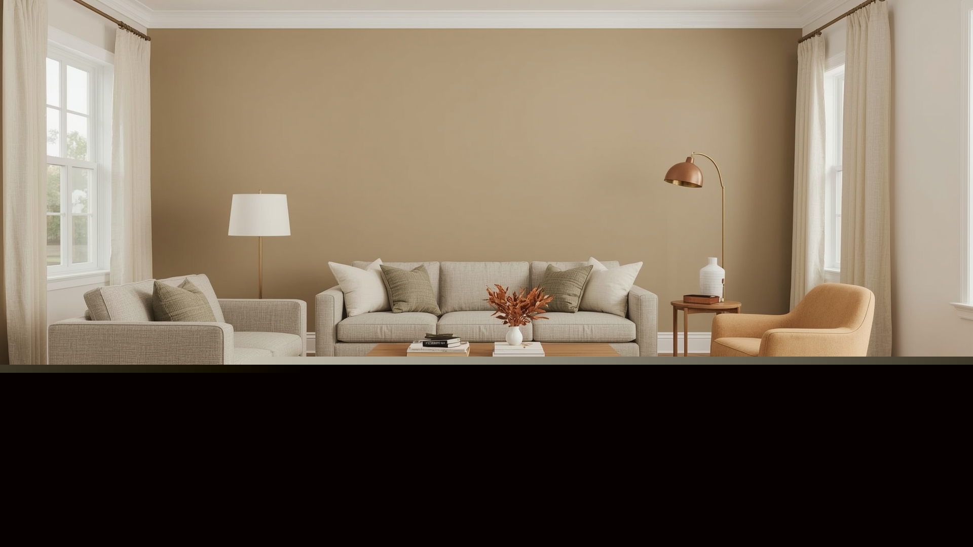 Transitional interior design living room blending classic and modern furniture elements